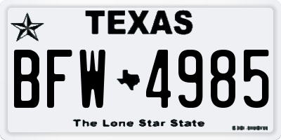 TX license plate BFW4985