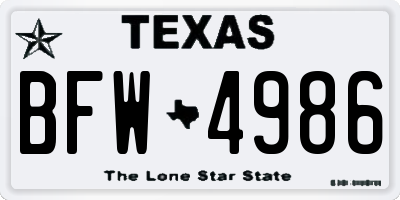 TX license plate BFW4986