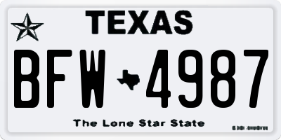 TX license plate BFW4987