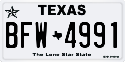 TX license plate BFW4991