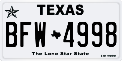 TX license plate BFW4998