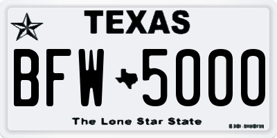 TX license plate BFW5000