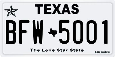 TX license plate BFW5001