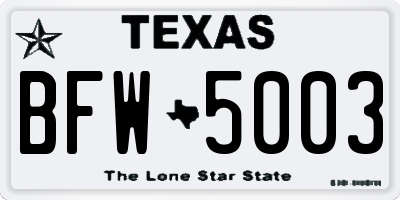 TX license plate BFW5003