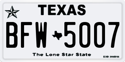 TX license plate BFW5007