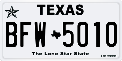 TX license plate BFW5010