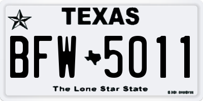 TX license plate BFW5011