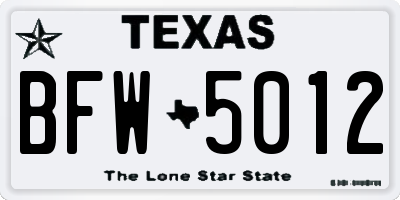 TX license plate BFW5012