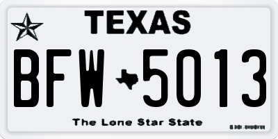 TX license plate BFW5013