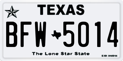 TX license plate BFW5014