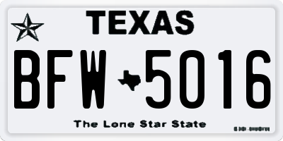 TX license plate BFW5016