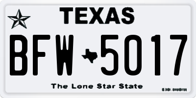 TX license plate BFW5017