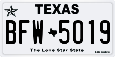 TX license plate BFW5019