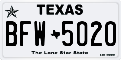 TX license plate BFW5020