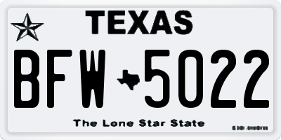 TX license plate BFW5022