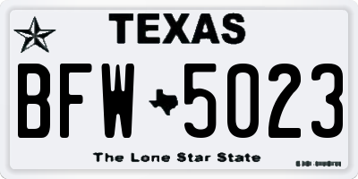 TX license plate BFW5023