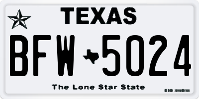 TX license plate BFW5024