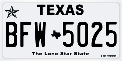 TX license plate BFW5025