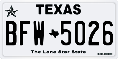 TX license plate BFW5026
