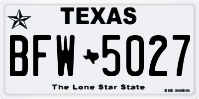 TX license plate BFW5027
