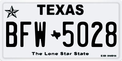 TX license plate BFW5028