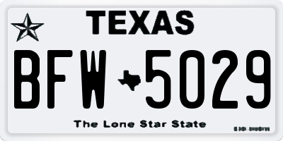TX license plate BFW5029