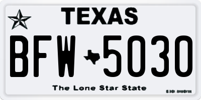 TX license plate BFW5030