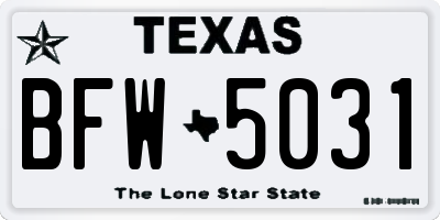 TX license plate BFW5031
