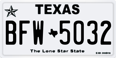 TX license plate BFW5032