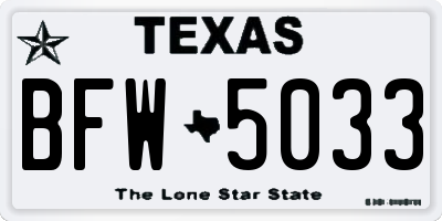 TX license plate BFW5033