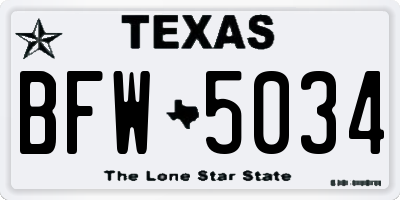 TX license plate BFW5034