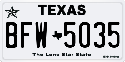 TX license plate BFW5035