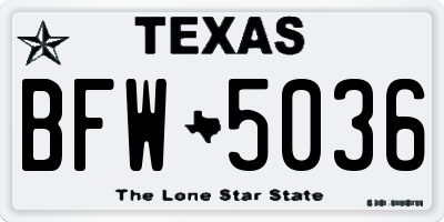 TX license plate BFW5036