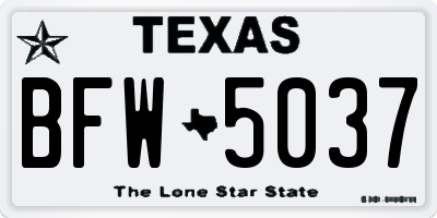 TX license plate BFW5037