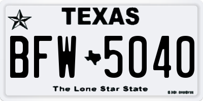 TX license plate BFW5040