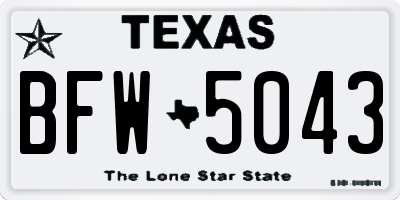 TX license plate BFW5043