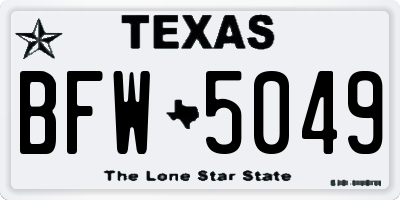 TX license plate BFW5049