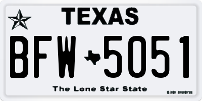 TX license plate BFW5051
