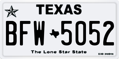 TX license plate BFW5052