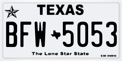 TX license plate BFW5053