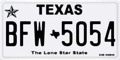 TX license plate BFW5054