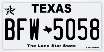 TX license plate BFW5058