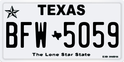 TX license plate BFW5059