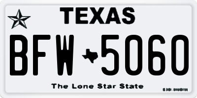 TX license plate BFW5060