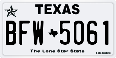 TX license plate BFW5061