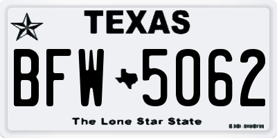 TX license plate BFW5062
