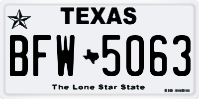 TX license plate BFW5063