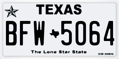 TX license plate BFW5064