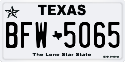 TX license plate BFW5065