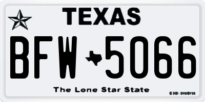 TX license plate BFW5066